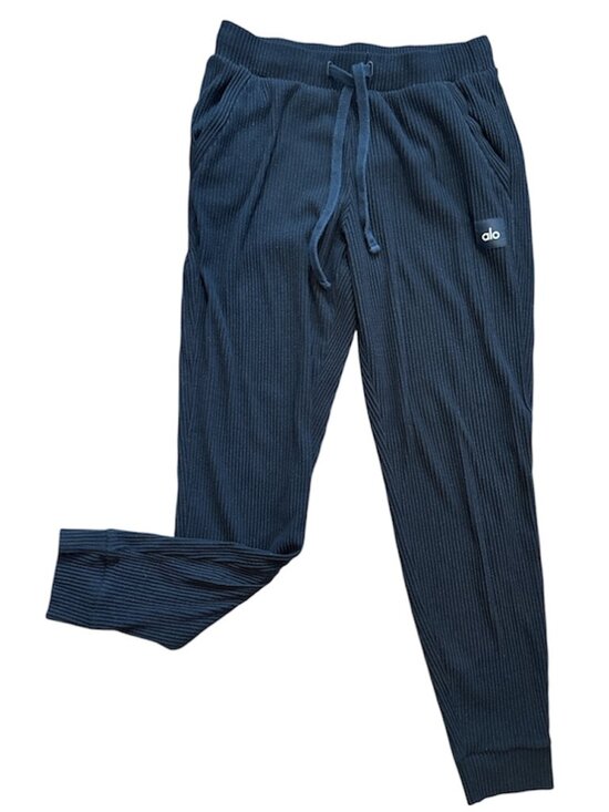 ALO Yoga Pants - Alo Yoga Black Ribbed Knit Tapered Jogger Sweatpants